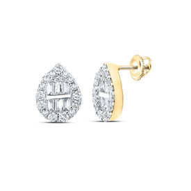 14kt Yellow Gold Baguette Diamond Teardrop Earrings for Men - 3/8 Cttw | Exquisite Jewellery - Splendid Jewellery