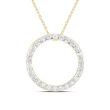 Load image into Gallery viewer, 14kt Yellow Gold Diamond Circle Outline Pendant - A Timeless Symbol of Elegance and Love  Top View from Splendid Jewellery