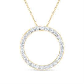 14kt Yellow Gold Diamond Circle Outline Pendant - A Timeless Symbol of Elegance and Love  Top View from Splendid Jewellery