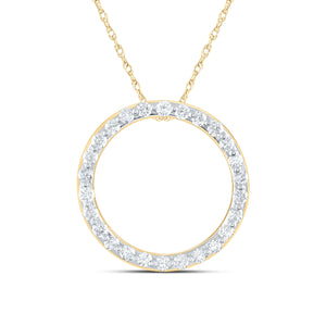 14kt Yellow Gold Diamond Circle Outline Pendant - A Timeless Symbol of Elegance and Love - Splendid Jewellery