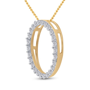 14kt Yellow Gold Diamond Circle Outline Pendant - A Timeless Symbol of Elegance and Love - Splendid Jewellery