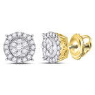 14kt Yellow Gold Diamond Halo Cluster Earrings - Radiant Brilliance - Splendid Jewellery