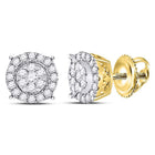 14kt Yellow Gold Diamond Halo Cluster Earrings - Radiant Brilliance - Splendid Jewellery