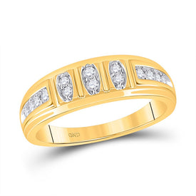14kt Yellow Gold Diamond Halo His and Hers Wedding Set - A Harmonious Union of Elegance and Brilliance - Second Side View