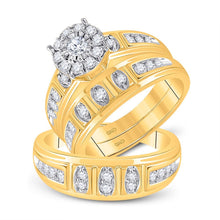 Load image into Gallery viewer, 14kt Yellow Gold Diamond Halo His and Hers Wedding Set - A Harmonious Union of Elegance and Brilliance - Splendid Jewellery