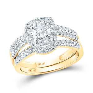 14kt Yellow Gold Diamond Halo His and Hers Wedding Set - A Radiant Love Affair - Splendid Jewellery