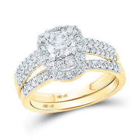 14kt Yellow Gold Diamond Halo His and Hers Wedding Set - A Radiant Love Affair - Splendid Jewellery