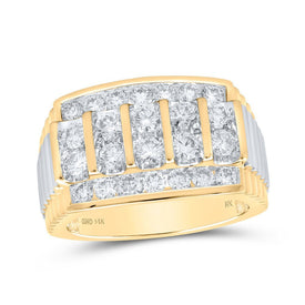 14kt Yellow Gold Diamond Ribbed Shank Band Ring for Men - 2 Cttw | Splendid Jewellery - Splendid Jewellery
