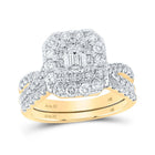 14kt Yellow Gold Emerald Diamond Halo Bridal Wedding Ring Band Set 2 Cttw | Enchanting Elegance - Splendid Jewellery