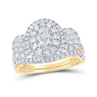 14kt Yellow Gold Enchanted Halo Bridal Wedding Ring Band Set - Splendid Jewellery