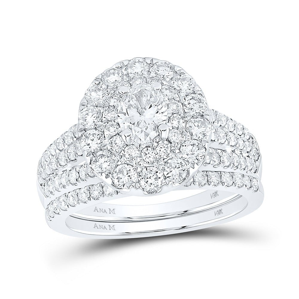 14kt Yellow Gold Eternal Brilliance Diamond Halo Bridal Wedding Ring Band Set - Splendid Jewellery