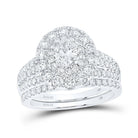 14kt Yellow Gold Eternal Brilliance Diamond Halo Bridal Wedding Ring Band Set - Splendid Jewellery