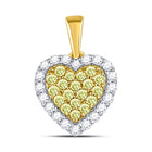 14kt Yellow Gold Heart of Devotion Pendant with Yellow Diamonds Top View from Splendid Jewellery