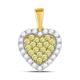 14kt Yellow Gold Heart of Devotion Pendant with Yellow Diamonds Top View from Splendid Jewellery