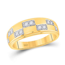 Load image into Gallery viewer, 14kt Yellow Gold His Hers Round Diamond Cluster Wedding Set - A Mesmerizing Symbol of Love and Commitment - Splendid Jewellery