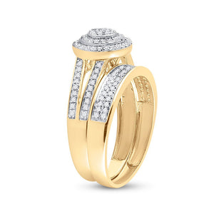 14kt Yellow Gold His Hers Round Diamond Cluster Wedding Set - Eternal Love - Splendid Jewellery