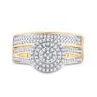 14kt Yellow Gold His Hers Round Diamond Cluster Wedding Set - Eternal Love - Splendid Jewellery
