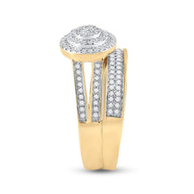 Load image into Gallery viewer, 14kt Yellow Gold His Hers Round Diamond Cluster Wedding Set - Eternal Love - Splendid Jewellery