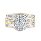 14kt Yellow Gold His Hers Round Diamond Cluster Wedding Set - Eternal Love - Front View