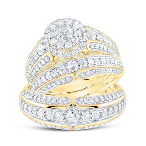 14kt Yellow Gold His Hers Round Diamond Halo Matching Wedding Set 2 - 1/3 Cttw | Eternal Love Collection - Splendid Jewellery