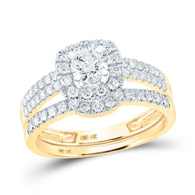 Load image into Gallery viewer, 14kt Yellow Gold His Hers Round Diamond Solitaire Wedding Set - Eternal Love Collection - Front View