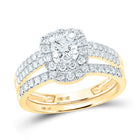 14kt Yellow Gold His Hers Round Diamond Solitaire Wedding Set - Eternal Love Collection - Front View