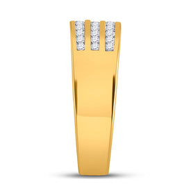 14kt Yellow Gold His Hers Round Diamond Solitaire Wedding Set - Eternal Love Collection - Top View