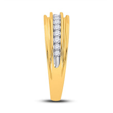 Load image into Gallery viewer, 14kt Yellow Gold His Hers Round Diamond Square Matching Wedding Set 1 Cttw - Top View