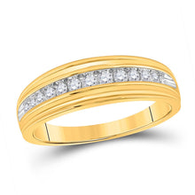 Load image into Gallery viewer, 14kt Yellow Gold His Hers Round Diamond Square Matching Wedding Set 1 Cttw - Second Side View