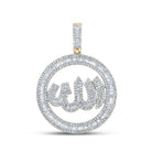 14kt Yellow Gold Men's Baguette Diamond Allah Circle Charm Pendant - 2 Cttw - Splendid Jewellery