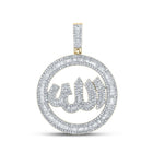 14kt Yellow Gold Men's Baguette Diamond Allah Circle Charm Pendant - 2 Cttw - Splendid Jewellery