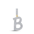 14kt Yellow Gold Men's Baguette Diamond B Initial Letter Charm Pendant - 1 Cttw | Splendid Jewellery - Splendid Jewellery