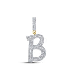 14kt Yellow Gold Men's Baguette Diamond B Initial Letter Charm Pendant - 1 Cttw | Splendid Jewellery - Splendid Jewellery