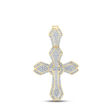 Load image into Gallery viewer, 14kt Yellow Gold Men's Baguette Diamond Cross Charm Pendant - A Dazzling Statement of Style and Faith - Splendid Jewellery