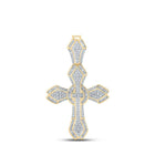 14kt Yellow Gold Men's Baguette Diamond Cross Charm Pendant - A Dazzling Statement of Style and Faith - Splendid Jewellery
