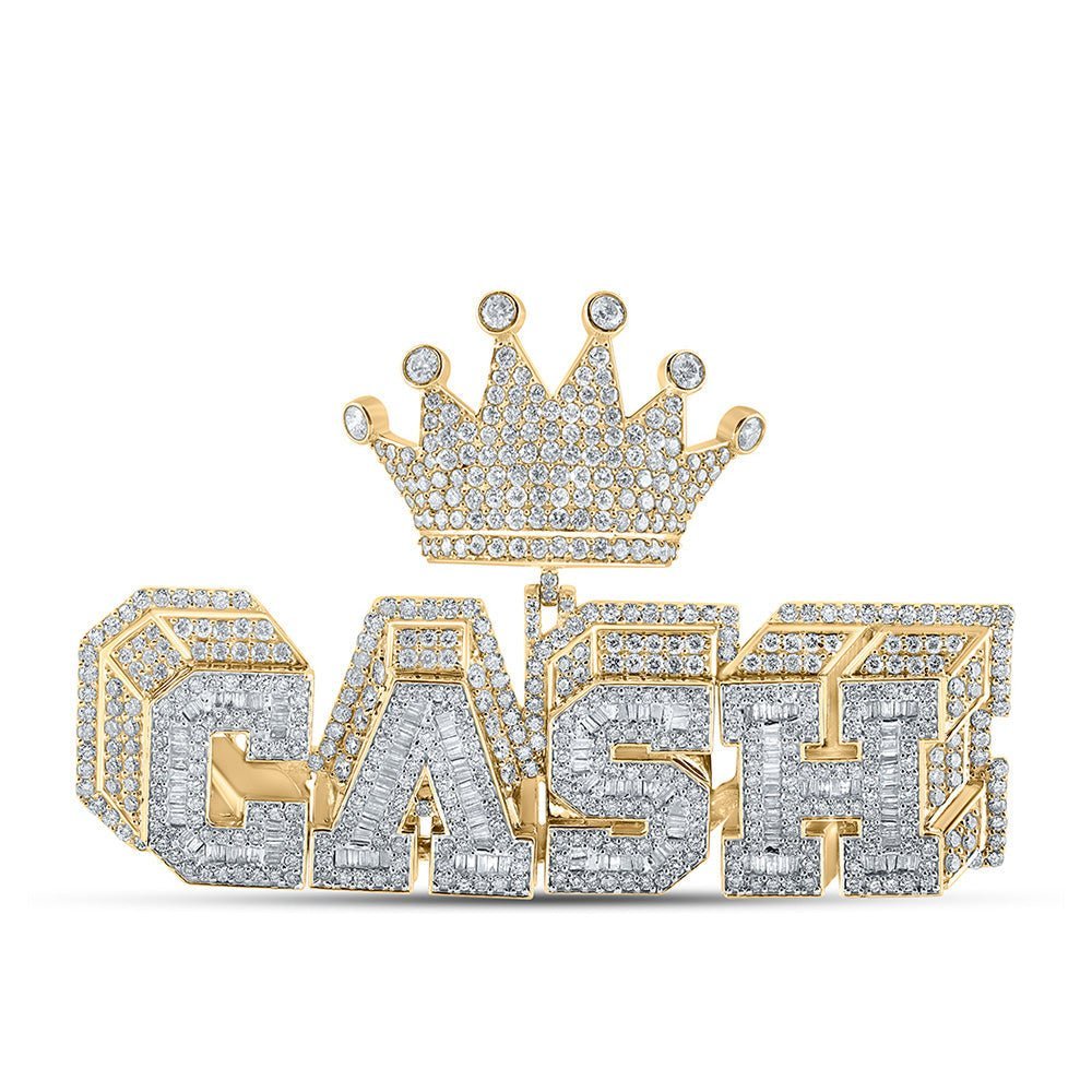 14kt Yellow Gold Men's Baguette Diamond Crown Charm Pendant - 8 - 1/5 Cttw - Splendid Jewellery