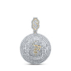 14kt Yellow Gold Men's Baguette Diamond Dollar Sign Circle Charm Pendant - 5 Cttw - Splendid Jewellery