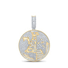 14kt Yellow Gold Men's Baguette Diamond Earth Globe Charm Pendant - 7 - 3/4 Cttw - Splendid Jewellery
