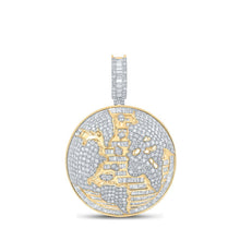 Load image into Gallery viewer, 14kt Yellow Gold Men's Baguette Diamond Earth Globe Charm Pendant - 7 - 3/4 Cttw - Splendid Jewellery