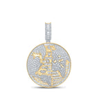 14kt Yellow Gold Men's Baguette Diamond Earth Globe Charm Pendant - 7 - 3/4 Cttw - Splendid Jewellery