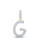 14kt Yellow Gold Men's Baguette Diamond G Initial Charm Pendant - 3/4 Cttw - Splendid Jewellery