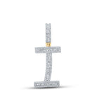 14kt Yellow Gold Men's Baguette Diamond I Initial Letter Charm Pendant - 3/4 Cttw - Splendid Jewellery