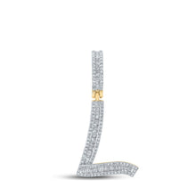 Load image into Gallery viewer, 14kt Yellow Gold Men's Baguette Diamond L Initial Charm Pendant - 5/8 Cttw - Splendid Jewellery