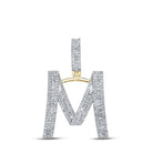 14kt Yellow Gold Men's Baguette Diamond M Initial Letter Charm Pendant - 1 Cttw | Splendid Jewellery - Splendid Jewellery