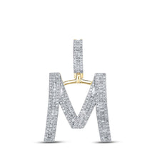 Load image into Gallery viewer, 14kt Yellow Gold Men's Baguette Diamond M Initial Letter Charm Pendant - 1 Cttw | Splendid Jewellery - Splendid Jewellery