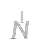 14kt Yellow Gold Men's Baguette Diamond N Initial Letter Charm Pendant - 7/8 Cttw - Splendid Jewellery