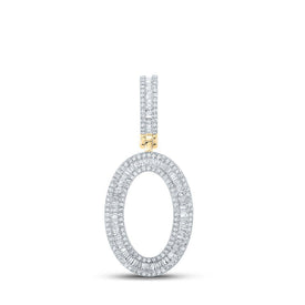 14kt Yellow Gold Men's Baguette Diamond O Initial Letter Charm Pendant - 1 Cttw | Splendid Jewellery - Splendid Jewellery