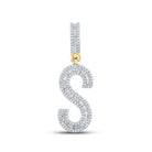 14kt Yellow Gold Men's Baguette Diamond S Initial Charm Pendant - 3/4 Cttw - Splendid Jewellery