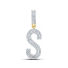 14kt Yellow Gold Men's Baguette Diamond S Initial Charm Pendant - 3/4 Cttw - Splendid Jewellery