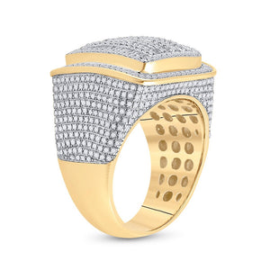 14kt Yellow Gold Men's Baguette Diamond Square Ring - Exquisite Brilliance - Splendid Jewellery